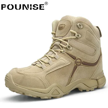 

Autumn Winter Outdoor Microfiber Leather shoes Men Tactical Military Army Boots High Top Casual Desert Work Shoes Combat Boot