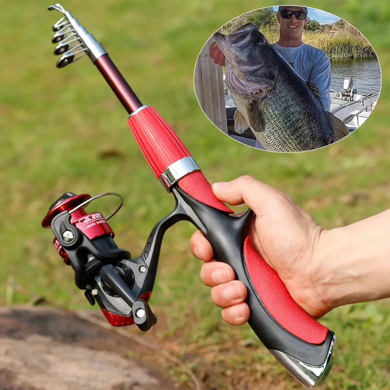 Telescopic Ice Fishing Rod Combo Spinning Reel and Toad Wheel 1.4m Fishing Pole Rod Reel Fishing Tackle Set