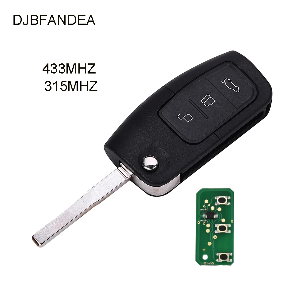 DJBFANDEA 315 МГц 433 МГц 4D63 чип Флип складной пульт дистанционного управления автомобильный ключ для Ford Focus 2 3 Mondeo Fiesta Брелок чехол 4D60