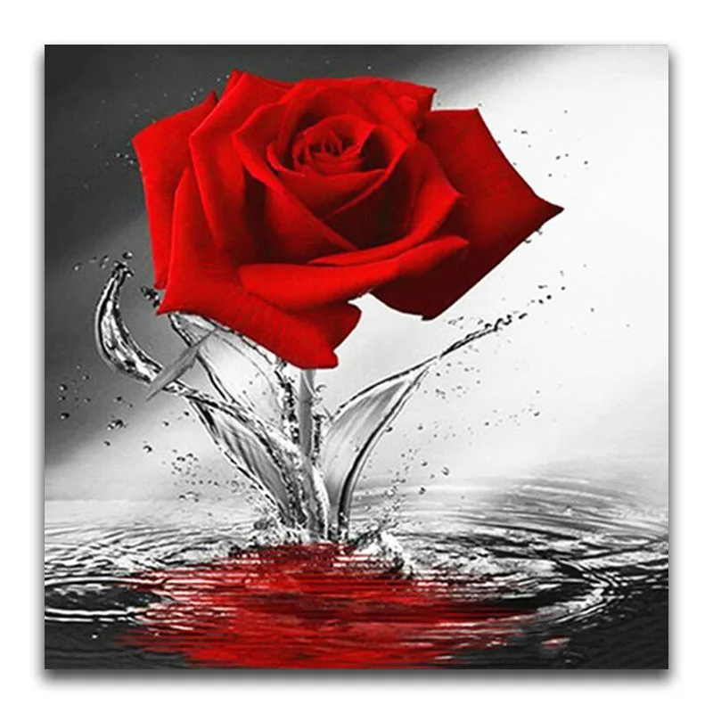 Full Round Diamond Painting Full Square Flower 5D DIY Diamond Embroidery Mosaic Red Rose Picture Of Rhinestone Decoration Home Gift