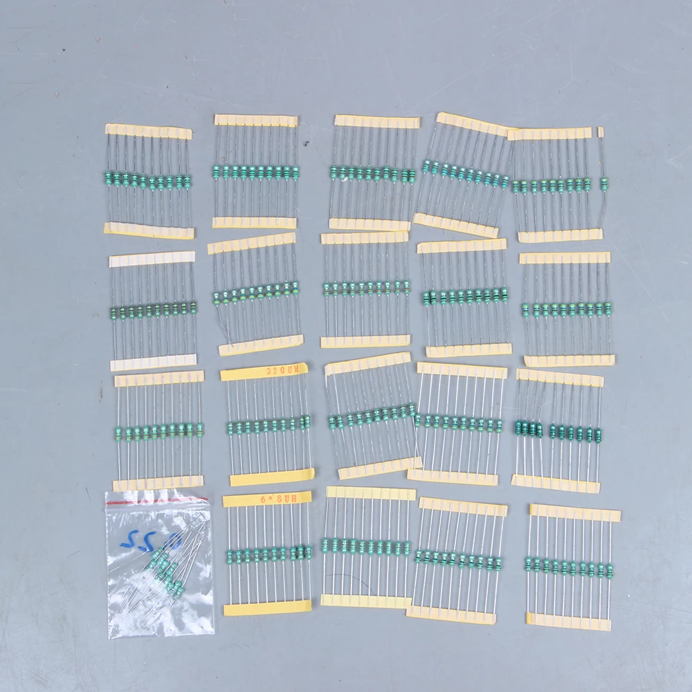 

SEMOIC 200pcs Wheel Inductor Kit 20 Value Assorted Color 1/2W 10% Tolerance Set