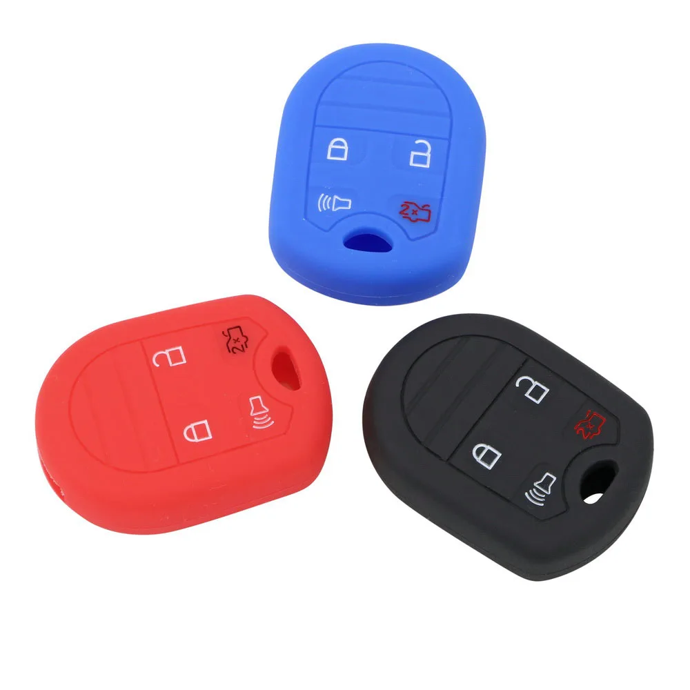 

LEEPEE Car Key Case Cover For Ford Focus Taurus Escape Explorer Edge Mustang Key Shell Fob Silicone 4 Buttons Auto Accessories