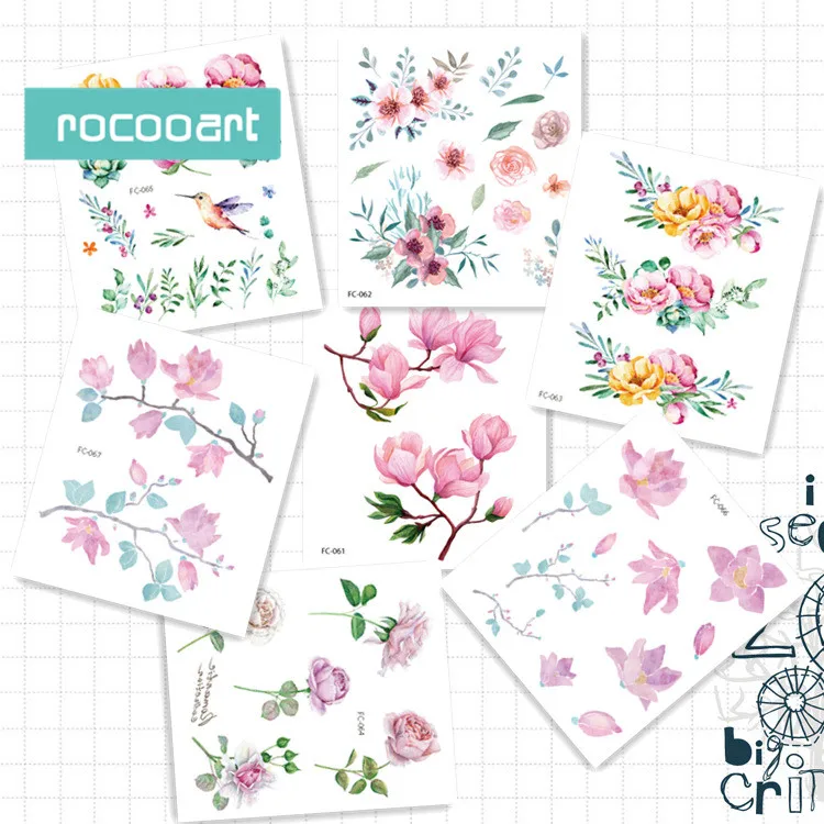 

Rocooart Latest FC Series 2019 Beauty Water Color Tattoo Various patterns of flower tattoo Body Temporary Fake Tattoo Sticker.