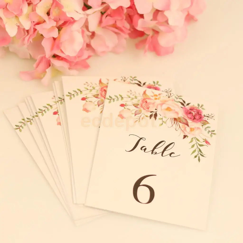 1-10 номера место карты бумажные настольные знаки обозначения ж/печатный цветок свадьба день рождения, детский душ Декор