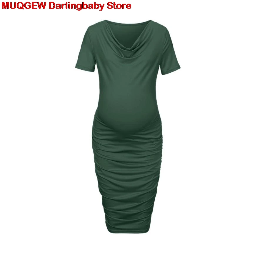 Maternity Dresses Платья для беременных Одежда для беременных Беременность платье Беременность одежда укутать Ruched клобук шеи Удобный сарафан костюм платье для беременных платье летнее длинное платье женская одежда лето - Color: Maternity Dresses