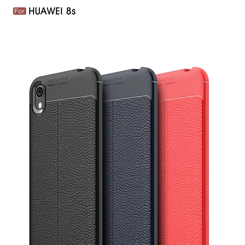 Для huawei 8 s роскошный мягкий силиконовый кожаный чехол Litchi Striae для Чехол Coque