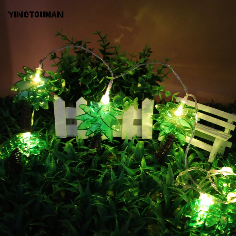 YINGTOUMANT Coconut Plam Battery Style LED Lamp String Light Christmas Holiday Wedding Party Decoration Lighting 1.5m 10LED | Освещение
