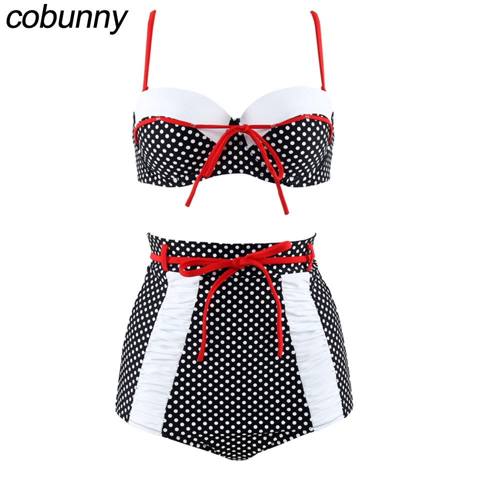 Cobunny Плюс Размер Бикини Набор Женщин Старинные Горошек Высокая Талия Купальник Подтолкнуть Вверх Бикини Купальники Лето Пляжная Одежда Купальник Cobunny Плюс Размер Бикини Набор Женщин Старинные Горошек Высокая Талия Купальник Подтолкнуть Вверх Бикини Купальники Лето Пляжная Одежда Купальник