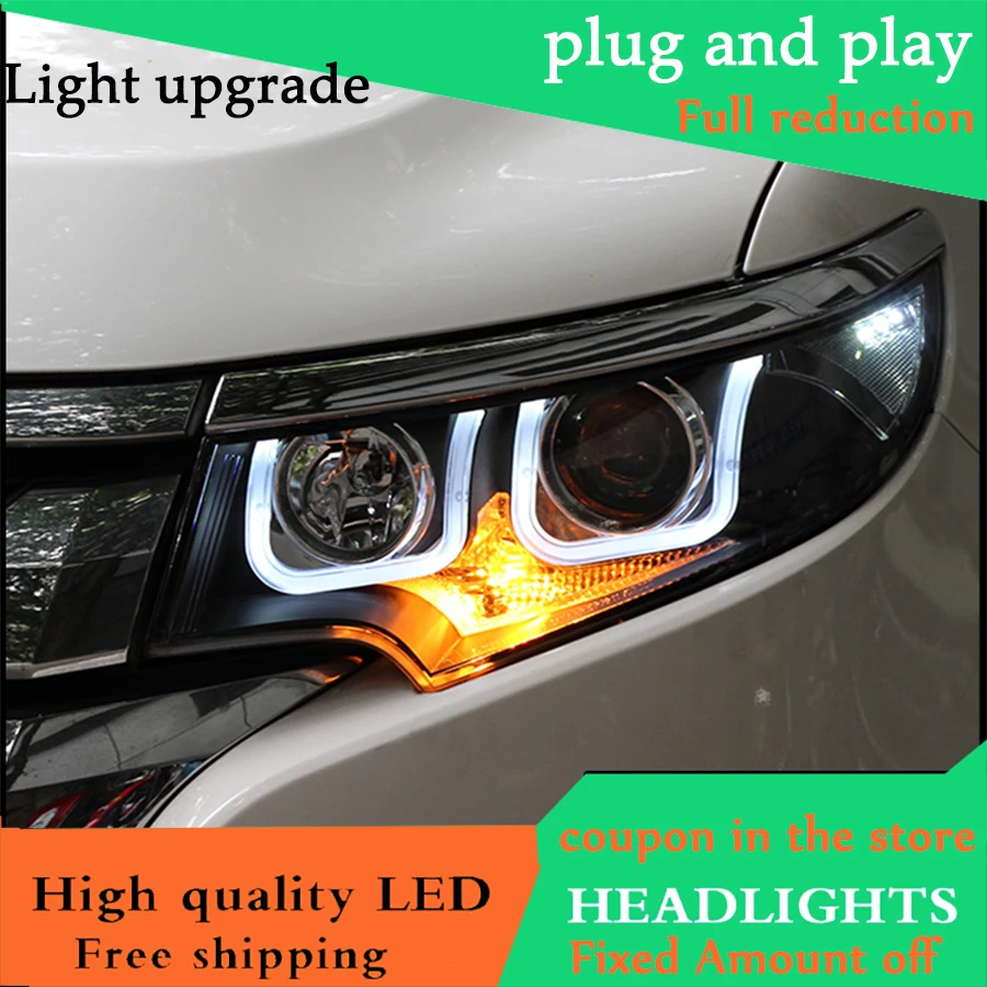 Best Offers Car Styling Head Lamp Case For Ford EDGE 2012-2014 Headlights LED Headlight DRL Lens Double Beam Bi-Xenon HID Car Accessories