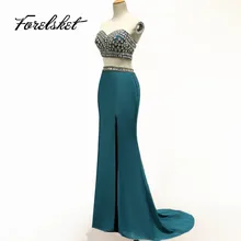 Новинка года; платье для выпускного вечера с кристаллами и стразами; длинное платье Русалочки с высоким разрезом; 2 предмета; вечерние платья для выпускного вечера