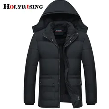 Holyrising Parka Men Warm Jaqueta Masculina Inverno Black Hooded Jackets Loose Zipper Windproof Male Clothes Thick Coats 18480-5