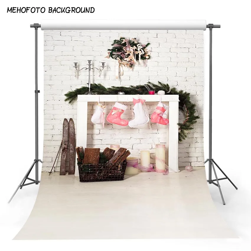 

MEHOFOTO 5X7FT Photography Background Christmas Theme Brick Wall Xmas Tree Photo Backdrops for Photo Studio ST-527