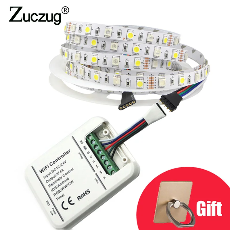 

LED Strip RGB/RGBW 5050 5m 60LED/m DC12V Light Set LED with Smart Phone Wifi Controller And Power Adapter 1set/lot with gift