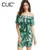 Kuk Ruffle Dress Women Summer 2017 Leaf Print Evening Party Bodycon Vestidos Off Shoulder Dress A090