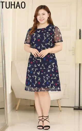 TUHAO платья для мам среднего возраста размера плюс 10xl 8XL 6XL цветочные больших