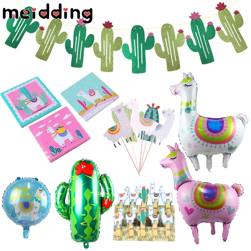 

Cactus Alpaca Llamas Party Balloons Vicugna Pacos Cake Topper Napkins Garland Summer Hawaiian Party Birthday Party Decoration