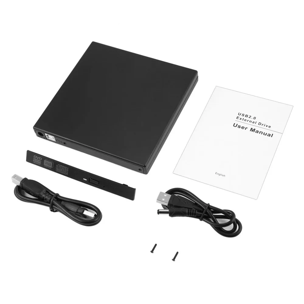 Портативный USB 2,0 CD IDE USB внешний корпус тонкий для ноутбука Тетрадь черный внешний жесткий диск корпус