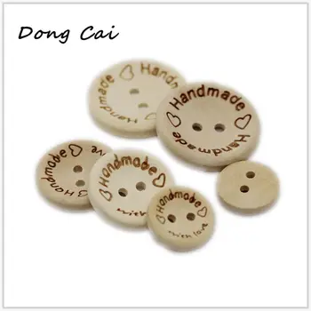 

5-50 pieces HOT SALE Handmade with love Buttons Scrapbooking Sewing Button Natural Wood 25mm 20mm 15mm DIY accessories