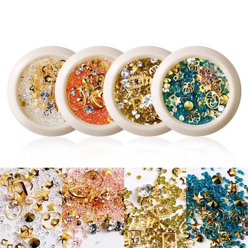 

1 Box Mixed Colorful Glass Rhinestone Micro Crystal Beads Sharp Bottom 3D Nail Decoration Manicure Nail Art Decor for DIY Nails