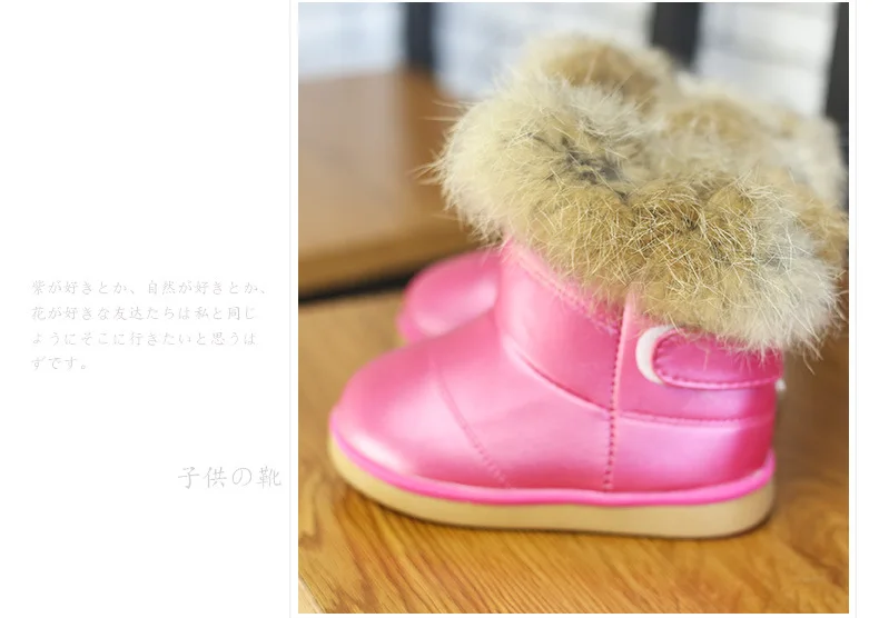 Девичьи зимние сапоги 2018 новая зимняя теплая шерсть ткань с мягким ворсом кролика детей зимние сапоги обувь для детей для ботинки для