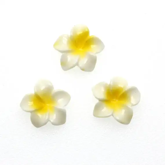 

30pcs Resin Plumeria White Flower Beads 21mm Decor Accessories Flat Back Cabochon