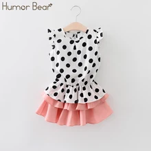 Humor bear/Одежда для девочек летние комплекты одежды для девочек детская одежда в горошек Топы в горошек+ шорты комплект одежды для малышей