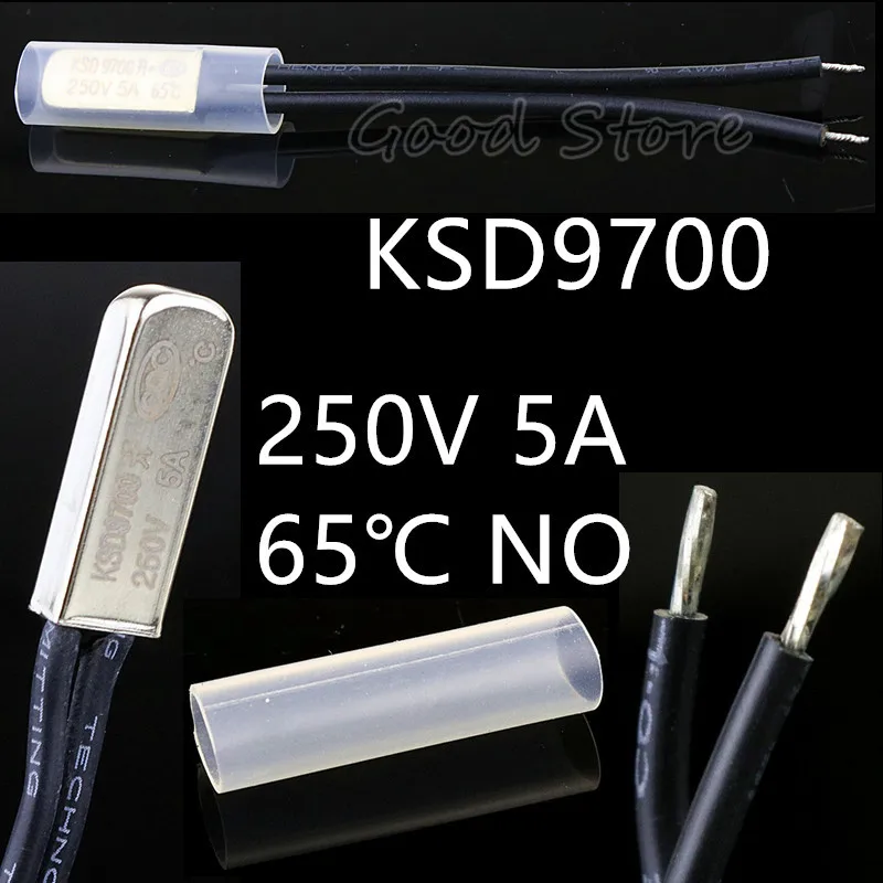 

1Pcs 250V 5A NO 65 Degree Celsius KSD9700 Temperature Switch Thermal control Normally Open