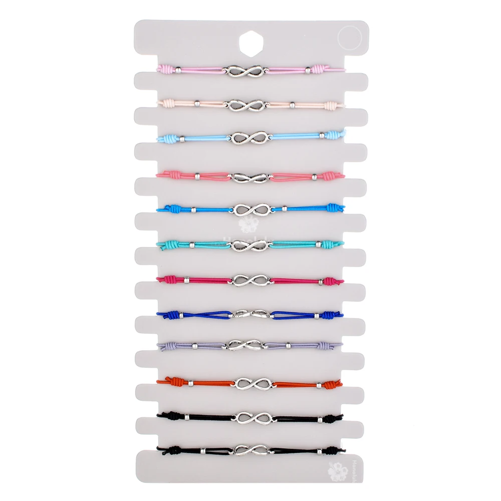 LUBINGSHINE 12pcs/lot Charms Elastic Wax Rope Braided Leather Bracelets & Bangles For Women Man Adjustable Pulseria Jewelry