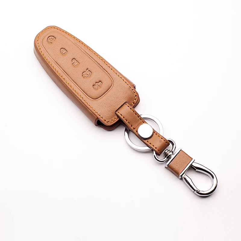 5 кнопок дистанционного ключа автомобиля кожаный чехол держатель для Ford Explorer Edge MKX MKT аксессуары для автомобильных ключей защитная оболочка автомобиля-Чехлы