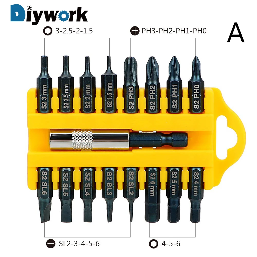 DIYWORK безопасности подделок Torx Hex звезды бит 17 шт./компл. отверткой держатель бит