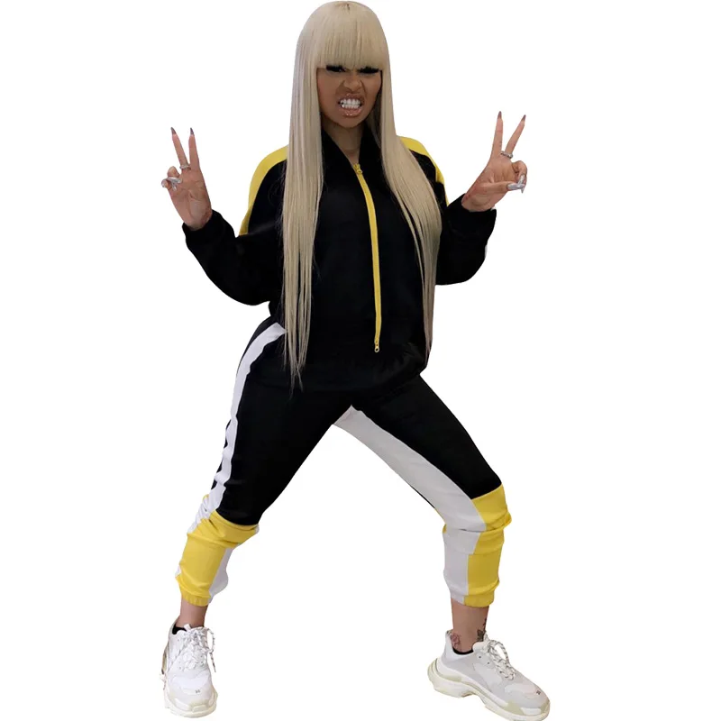

Autumn 2 Piece Set Women Tracksuit Sportswear Zipper Sweatshirt Jacket and Drawstring Sweat Pants Set Ladies Workout Sweat Suits