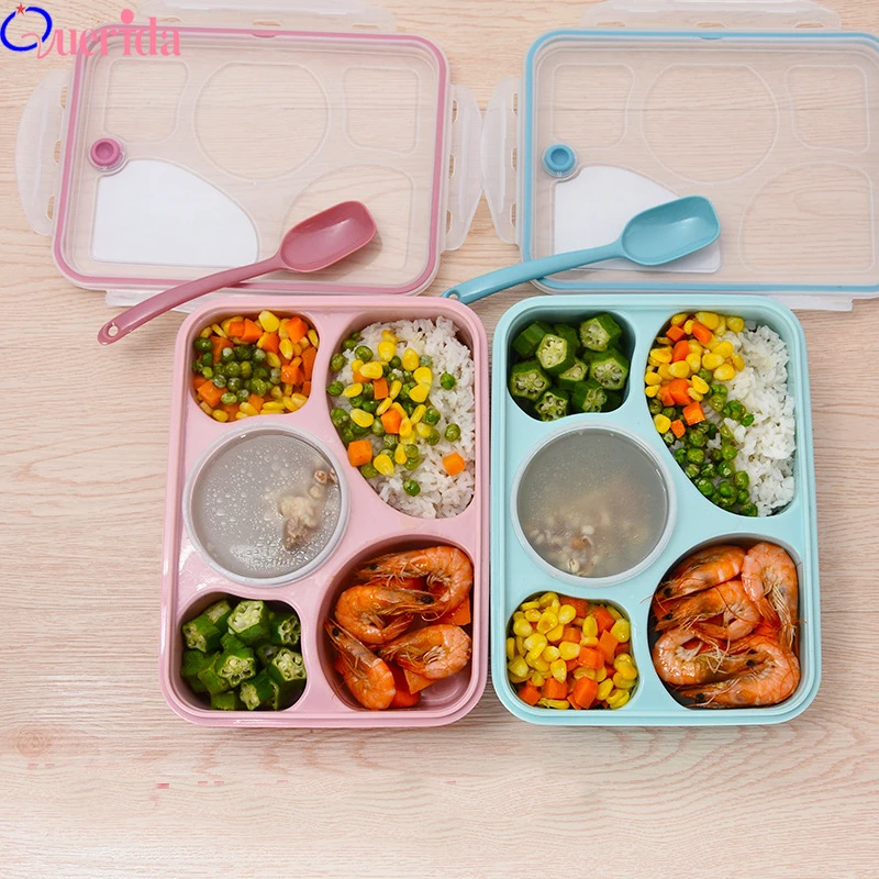 Женская посуда для микроволновой печи контейнер еды Bento 5 ячеек портативная