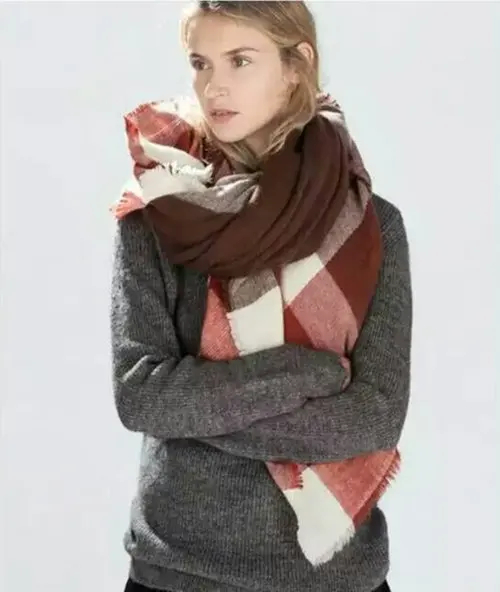 za major Winter 2016 font b Tartan b font Scarf Desigual Plaid Scarf cuadros New Designer
