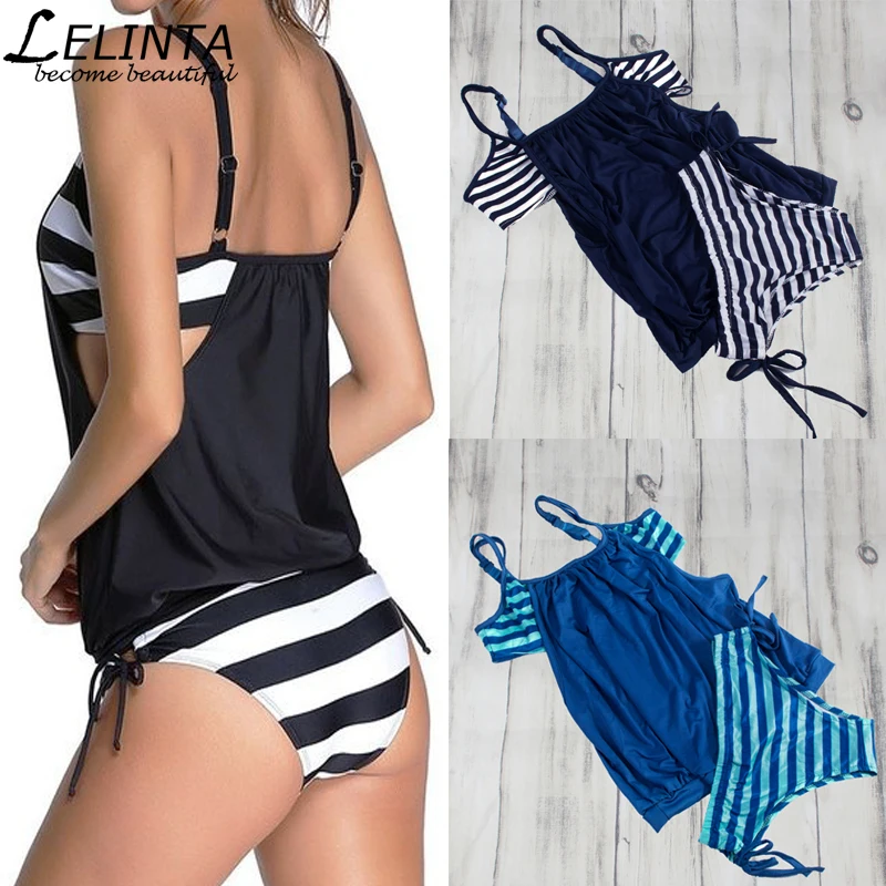 2017 Women Swimsuit Swimming Suit Stripe Bikini Set Brazilian Bathing Suits Swim Halter Beach Swimwear Underwear