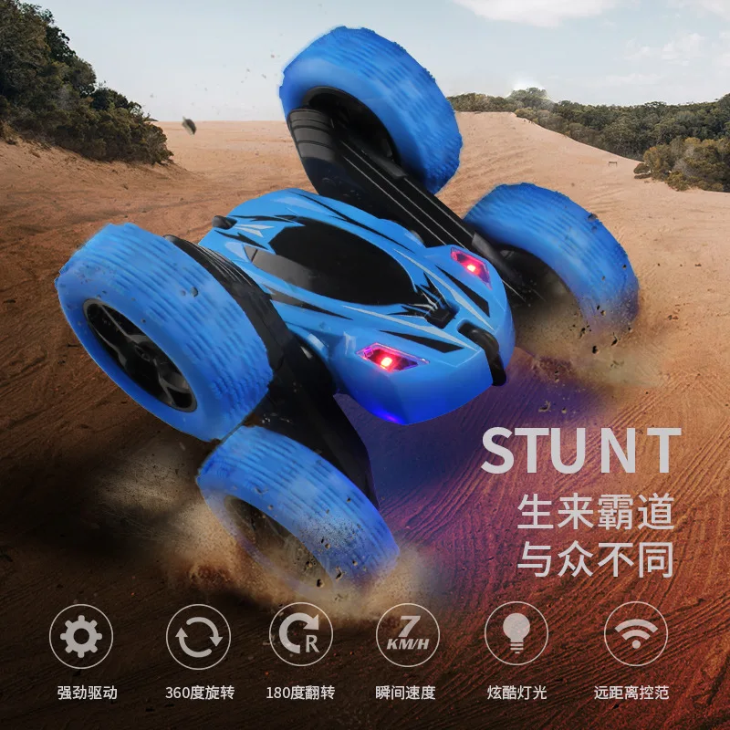 

Remote Control Vehicle Off-road Vehicle Double-sided Stunt Car with Lights 1:24 Cool Roll 360 Degrees Rotation Children's Stunt