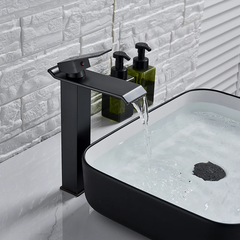 

Waterfall Tap Tall Faucets Basin Faucet Single Handle Sink Tap Mixer Bathroom