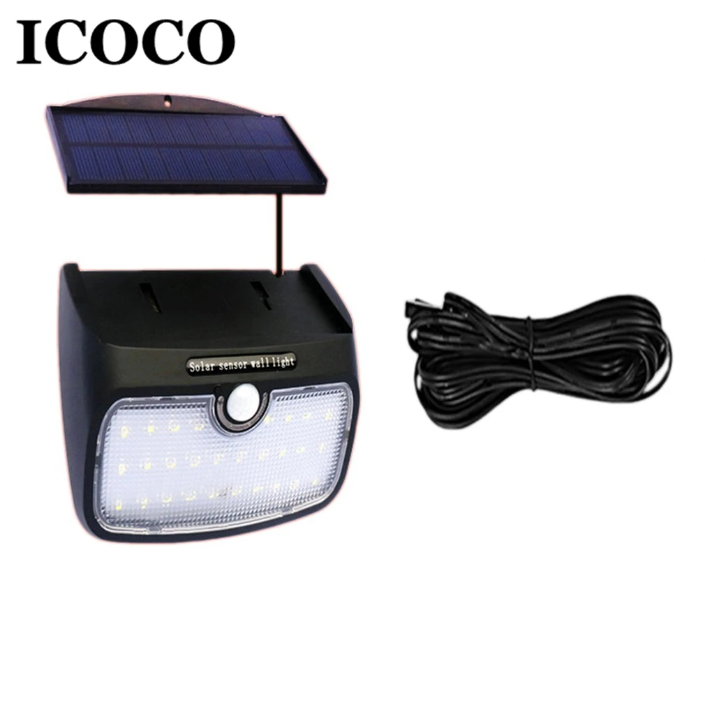 

ICOCO LED Solar Power Sound Control+Human Body Motion Sensor Activated Separable Wall Light Outdoor Indoor Security Night Light