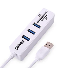Мини USB Card Reader + Hub USB Combo 480 Мбит USB 2.0 HUB Разветвитель USB Для SD/TF Портативный для ПК Ноутбук Периферия Аксессуары