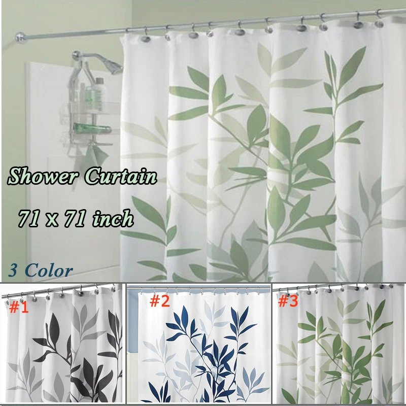 180X180cm Chinese Style Shower Curtain 3D Leaves Polyester Mouldproof