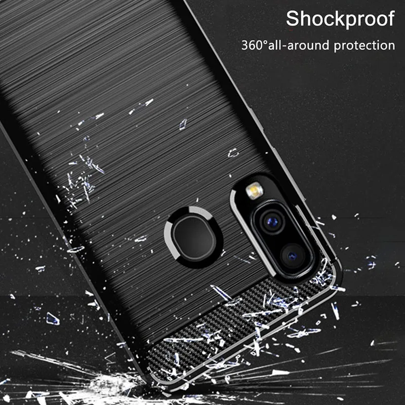حقيبة لهاتف سامسونج غالاكسي A30 حالة غطاء سيليكون لينة TPU ألياف الكربون حقيبة لهاتف سامسونج غالاكسي A30 A 30 غطاء لهواوي p20 لايت