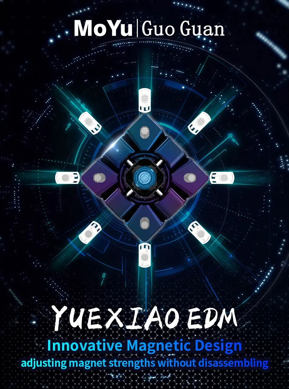 MoYu Yuhu GuoGuan YueXiao EDM 3x3x3 волшебных магнитных Скорость Профессиональный Кубик Рубика от YueXiao E магниты головоломки часы-кольцо с крышкой игрушки