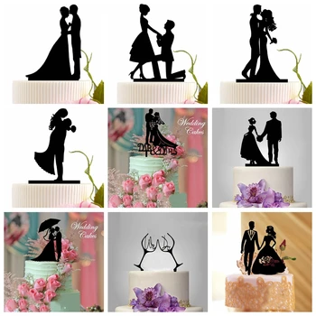 

1pc Groom Bridal Letters Cake Topper Acrylic Fondant Cakes Plugs Cake Custom Decorations Wedding Anniversary Party Supplies