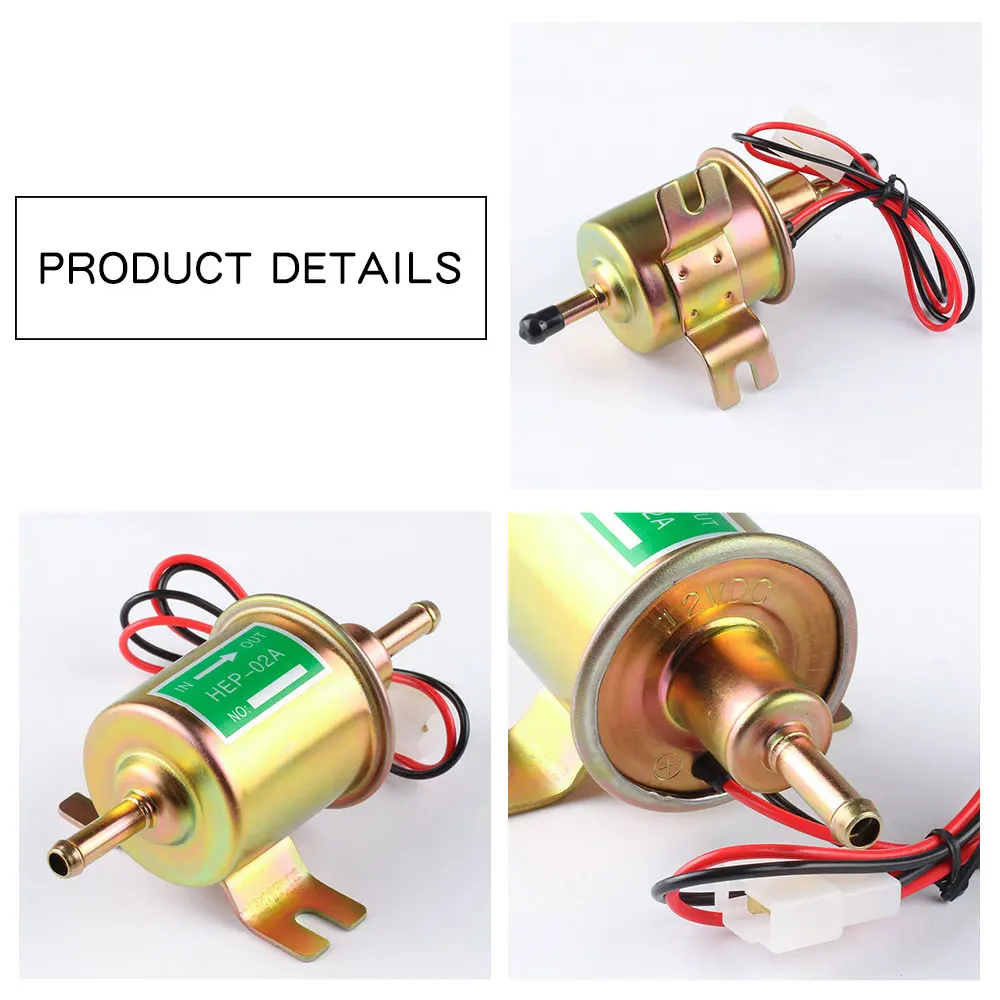 Универсальный Электрический бензиновый насос, болт низкого давления, фиксирующий провод, дизельный бензиновый HEP-02A, металлический Электрический топливный насос 12 В 8 мм FP009