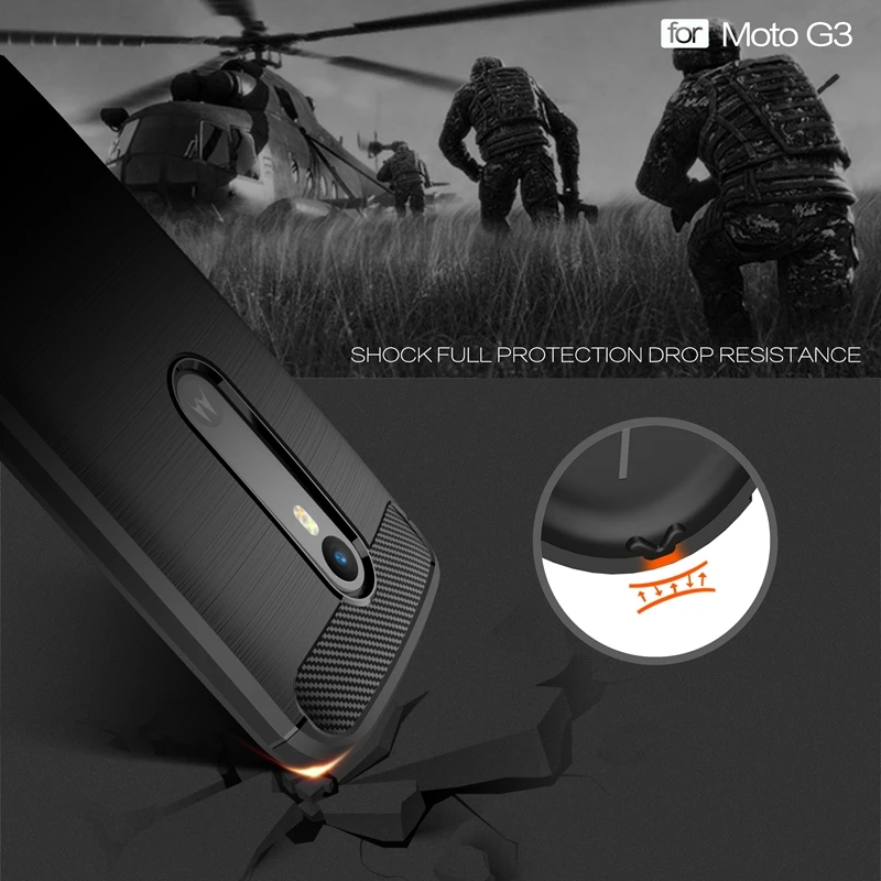 

GXE Full Protective Luxury Cases For Motorola Moto G3 Carbon Fiber Texture Brushed Silicone case For Moto G3 Soft TPU Back Cover