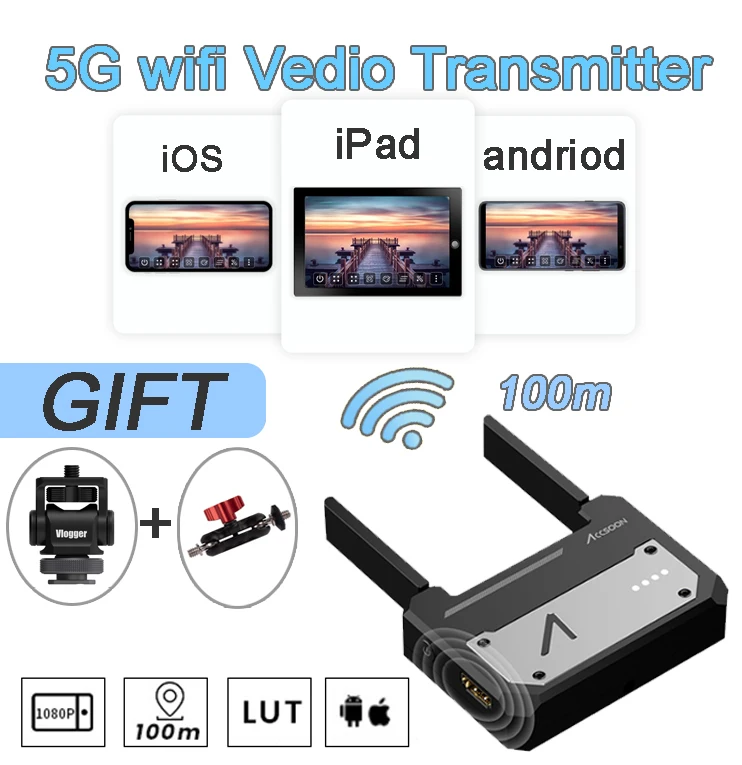 

Accsoon CineEye Wireless Transmission 5G 1080P HDMI Transmitter for 5D/A7 DSLR Camera By iOS/iPad/Android Receive