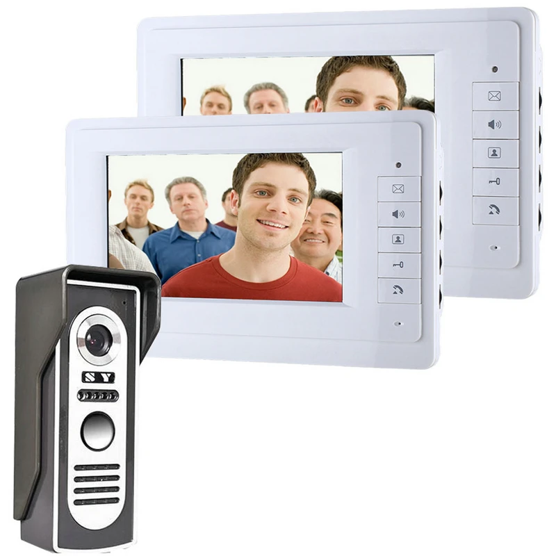 #*Cheap 7 Inch Video Door Phone Doorbell Intercom Kit 1 camera 2 monitor Night Vision