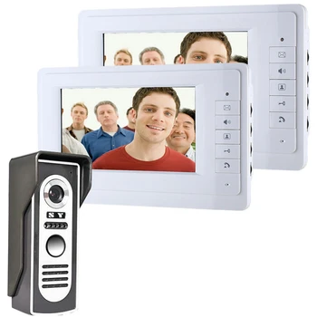 

7 Inch Video Door Phone Doorbell Intercom Kit 1-camera 2-monitor Night Vision