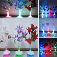 1 шт. красочный цветок оптического волокна светодиодный светильник поддельные цветок ваза с лилиями ночник Декор для дома вечерние свадебные украшения