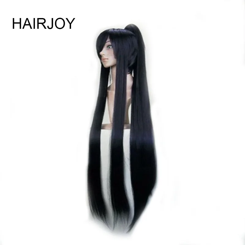 Cena HAIRJOY peruka peruki syntetyczne cosplay długi kucyk czarny fioletowo czerwony szary 4 kolory wysokiej temperatury włókna darmowa wysyłka