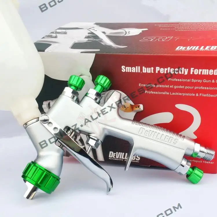 Ceny Darmowa wysyłka MINI naprawa pistolet SRi Pro 1.2mm Gravity Feed HVLP rozpylacz farby z kubkiem 250ml